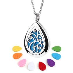 RoyAroma Aromatherapy Essential Oil Diffuser Necklace Stainless Steel Pendant Perfume Locket Women Jewelry