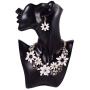 Yuhuan Flower Chunky Statement Necklace Rhinestone Costume Jewelry for Women