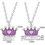 2 Pcs/Set Enamel Rainbow Cloud Purple Crown Pendant Necklace Sets BFF Friendship Jewelry Gifts for Kids