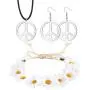 JOERICA Hippie Costume Set, Peace Sign Necklace, Peace Sign Earrings, Flower Crown Headband, 1960s 1970s Hippie Jewelry Accessories for Women