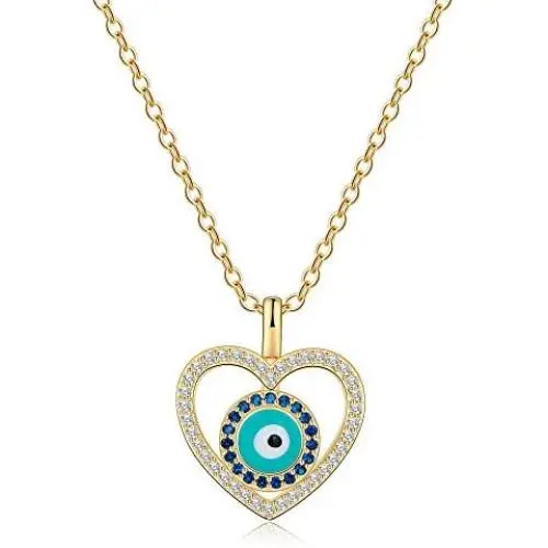 Ursteel Evil Eye Necklace for Women, 14K Gold Plated Cubic Zirconia Turquoise Evil Eye Pendant Necklace Dainty Evil Eye Jewelry Ursteel Evil Eye Necklace for Women, 14K Gold Plated Cubic Zirconia Turquoise Evil Eye Pendant Necklace Dainty Evil Eye Jewelry