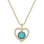 Ursteel Evil Eye Necklace for Women, 14K Gold Plated Cubic Zirconia Turquoise Evil Eye Pendant Necklace Dainty Evil Eye Jewelry