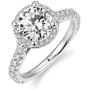 HAFEEZ CENTER 14K Solid White Gold 2ct Round Brilliant Cut DEF Color Moissanite Engagement Ring