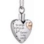 Cremation Jewelry for Ashes Heart Shaped Premium Stainless Steel Keepsake Memorial Necklace Chains for Men Women Carved No Longer By My Side Forever In My Heart (Grandma)
