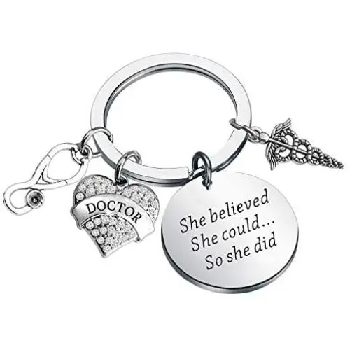 BAUNA Doctor Appreciation Gift Doctor Keychain with Caduceus Charm She Believed She Could So She Did Medical Doctor Jewelry BAUNA Doctor Appreciation Gift Doctor Keychain with Caduceus Charm She Believed She Could So She Did Medical Doctor Jewelry
