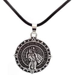 SanLan St Christopher Pendant Saint Protect Us Necklace Saint Christopher Pendant Religious Jewelry Gift with Chain