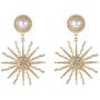 Temperament Zircon Sun Moon Stars Asymmetric Drop Dangle Earrings for Women Jewelry Fashion Metal Sunflower Inlaid Pearl Stud Earrings