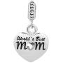 Lifequeen Heart Love Mom Charms Dangle Charm Beads for Bracelets