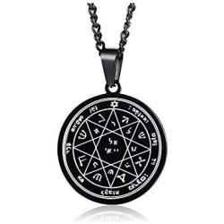 XUANPAI Goetia Seventh Pentacle of Mars Solomon Kabbalah Amulet Pendant Powerful Talisman Necklace for Men Women,Silver