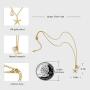 UILZ Pendant Necklace for Women - Tiny 14K Gold Plated Heart Circle Starfish Hollow Cube Pendant Chain Adjustable Necklace for Girls Women Jewelry Gifts