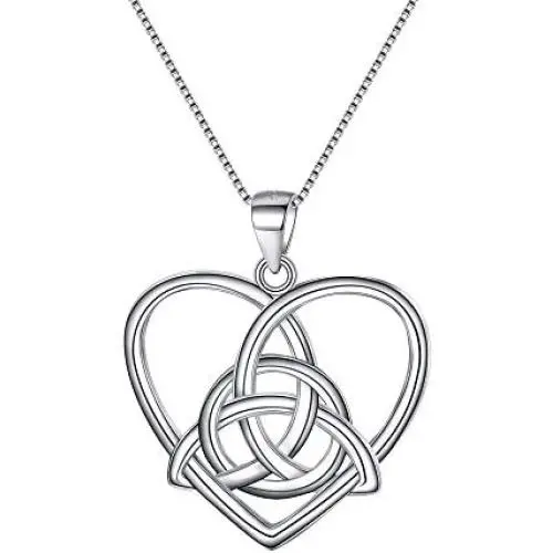 EVER FAITH Celtic Necklace 925 Sterling Silver Good Luck Vintage Irish Heart Triangle Knot Pendant Birthday Gift for Women EVER FAITH Celtic Necklace 925 Sterling Silver Good Luck Vintage Irish Heart Triangle Knot Pendant Birthday Gift for Women