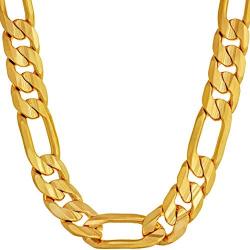 LIFETIME JEWELRY 9mm Figaro Chain Necklace 24k Real Gold Plated for Men and Teen