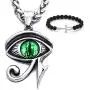 Gungneer Eye of Horus Necklace CZ Stone Pendant Stainless Steel Keel Chain Magical Talisman Egypt Jewelry Accessory Gungneer Eye of Horus Necklace CZ Stone Pendant Stainless Steel Keel Chain Magical Talisman Egypt Jewelry Accessory