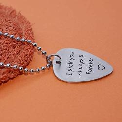 omodofo I Pick You Stainless Steel Guitar Pick Pendant Necklace Music Lover Musicians Gift for Guitar Player