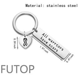 FUTOP All Warriors Have Scars Keychain Cancer Awareness Jewelry Warrior Gift for Breast Cancer,Multiple Sclerosis