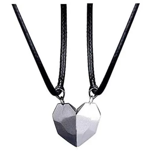 LEGENSTAR Two Souls One Heart Pendant Necklaces for Couple,Wishing Stone Creative Magnet Couples Necklace