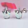 Gold Unicorn Earrings for Girls, Hypoallergenic S925 Sterling Silver Stud Earrings VIKOLY Fire Opal Earrings Little Tiny Cute Animal Earrings Jewelry Gifts for Kids Teens Women Sensitive Ears