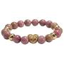 LuckyLy Gemstone Stainless Steel Bracelet For Women with Quartz Crystals Gold with Natural Rhodonite Stones
