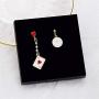 Asymmetric Clock Poker Card Alarm Dangle Drop Earring，Asymmetric Earrings Poker Clock Earrings Loving Woman Rock Earrings Long Pearl-like Fashion Jewelry
