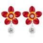 RareLove Valentines Gifts for Girlfriend Big Red Daisy Flower CZ Crystal Dangle Stud Earrings Statement Jewelry For Women Girls Silver Alloy Plated