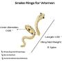 HUASAI 3D Snake Rings，Adjustable Simple Open Ring Personalized Middle Finger Thumb Ring Animal Halloween Jewelry Gifts for Women Girls