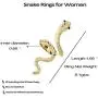 HUASAI 3D Snake Rings，Adjustable Simple Open Ring Personalized Middle Finger Thumb Ring Animal Halloween Jewelry Gifts for Women Girls