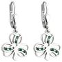 Jewelry Shamrock Earrings Rhodium Plated & Crystal Dangle Earrings Irish Made