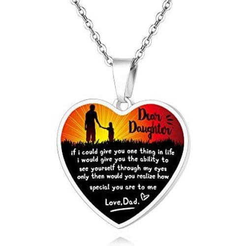FAYERXL Personalized Heart Pendant Necklace Gift Ideas to My Daughter/Wife/Mom/Girlfriend.