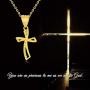 18K Real Yellow Gold Cross Necklace, Gold Diamond Cut Cross Pendant Jewelry Blessed Love Gifts for Her, 18 inch