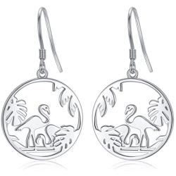 Giraffe Drop Earrings Flamingo Earrings S925 Sterling Silver Animal Dangle Earrings Tree of Life Jewelry Gifts for Women Mom Mothers Day Birthday