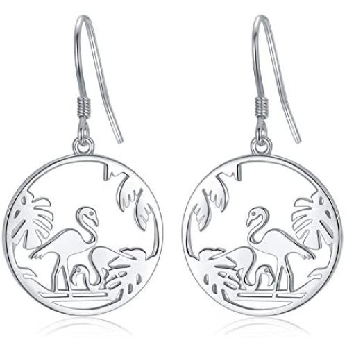 Giraffe Drop Earrings Flamingo Earrings S925 Sterling Silver Animal Dangle Earrings Tree of Life Jewelry Gifts for Women Mom Mothers Day Birthday