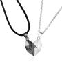 Magnetic Couples Necklace 2 Pcs Personalized Custom Letter Matching Necklaces Love Heart Wishing Stone Two Souls One Heart Necklace Pendant for Men Women Valentines Gifts