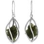 Starborn Sterling Silver Natural Moldavite Caged Earrings