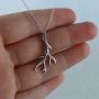 FashionJunkie4Life Sterling Silver Textured Deer Antler Charm Necklace, 18'' Chain