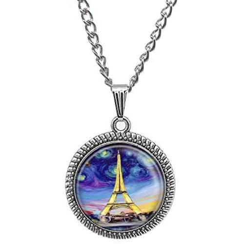 Paris Tower Eiffel Necklace France World Travel Art Pendant Handmade Personalized Romantic Lover Gift