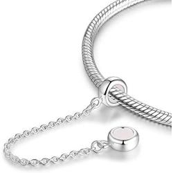 Lovans 925 Sterling Silver Rubber Spacer Stopper Beads Safe Chains for Pandora Bracelets (Silver Chain)