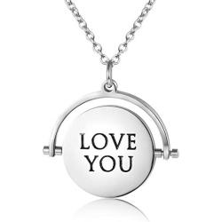 ELOI Necklace for Mom Double Sided Love You Mom Pendant Spinning Necklace Keepsake
