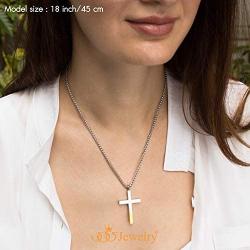 555Jewelry Cross Necklace for Men Women, Stainless Steel Pendant with 16-24” Chain