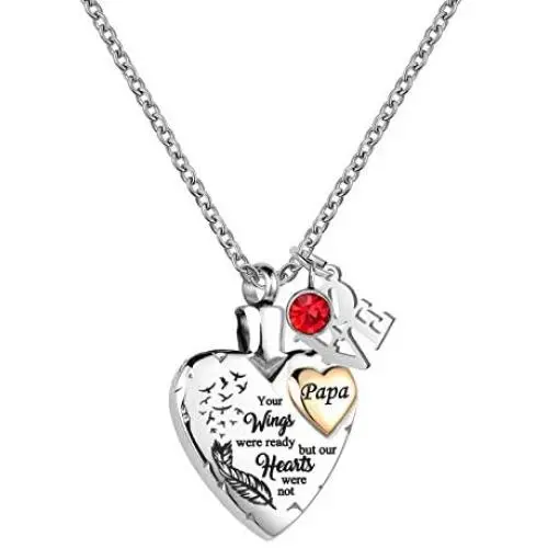 LuxglitterLin Heart Urn Necklace for Ashes Cremation Memorial Keepsake Jewelry for Loved Ones -Your Wings were Ready My Heart was Not LuxglitterLin Heart Urn Necklace for Ashes Cremation Memorial Keepsake Jewelry for Loved Ones -Your Wings were Ready My Heart was Not