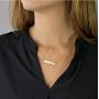 QHTX Gold Bar Necklace Stainless Steel Gold Plated Adjustable Chain with Pendant for Women Girls Simple Delicate Handmade Personalized Jewelry（16+2 Inch）…