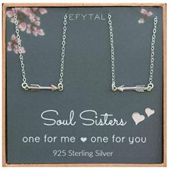 EFYTAL Best Friend Necklace Set, Sterling Silver Arrow Link 2 Matching Friendship Necklaces, Two BFF Gift Ideas