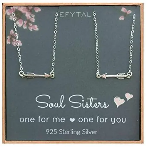 EFYTAL Best Friend Necklace Set, Sterling Silver Arrow Link 2 Matching Friendship Necklaces, Two BFF Gift Ideas EFYTAL Best Friend Necklace Set, Sterling Silver Arrow Link 2 Matching Friendship Necklaces, Two BFF Gift Ideas