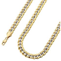 ChainsHouse Cuban Chain Necklace for Men Women Two-Tone Jewelry 6mm-10mm Wide 18K Gold Plated Curb Link Chain (18'',20'',22'',24'',26'',28'',30''), Send Gift Box