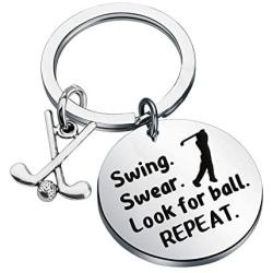 WSNANG Golf Keychain Swing Swear Look for Ball Repeat Keychain Golf Jewelry Gift for Golf Lover Golf Club Golf Coach