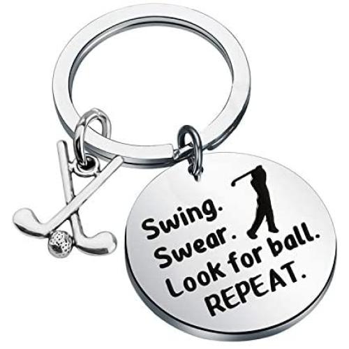 WSNANG Golf Keychain Swing Swear Look for Ball Repeat Keychain Golf Jewelry Gift for Golf Lover Golf Club Golf Coach