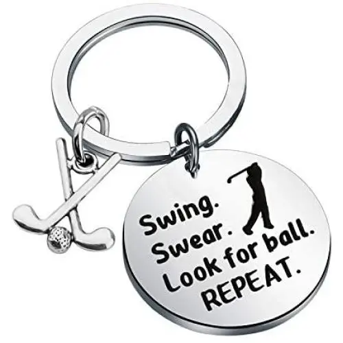 WSNANG Golf Keychain Swing Swear Look for Ball Repeat Keychain Golf Jewelry Gift for Golf Lover Golf Club Golf Coach WSNANG Golf Keychain Swing Swear Look for Ball Repeat Keychain Golf Jewelry Gift for Golf Lover Golf Club Golf Coach