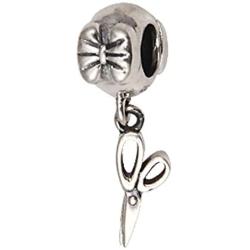 Scissors/Mirror/Comb Charm Beads 925 Sterling Silver & Clear Enamel Charm Fit for European Snake Chain Bracelets