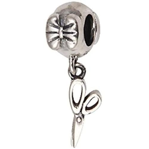Scissors/Mirror/Comb Charm Beads 925 Sterling Silver & Clear Enamel Charm Fit for European Snake Chain Bracelets