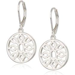 Nine West Womens Silver Flower Drop Earrings