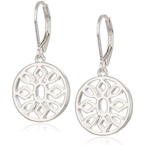 Nine West Womens Silver Flower Drop Earrings